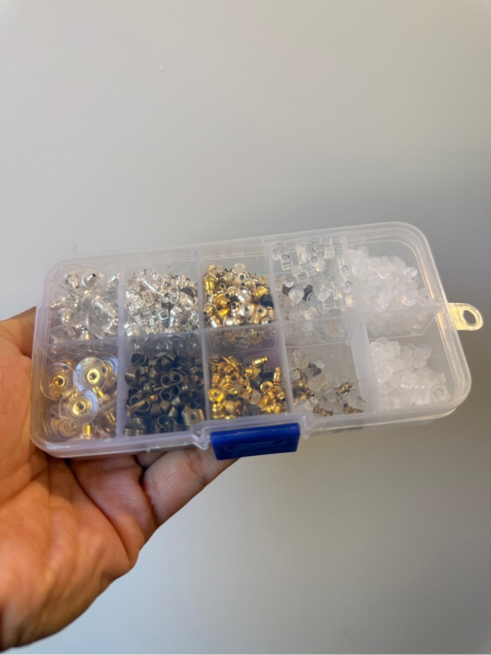 Clear Plastic Compartment Organizer Box with Assorted Earring backs